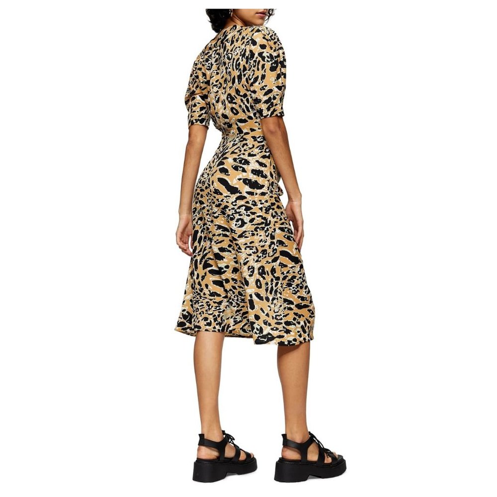 Topshop Tan and Black Animal Print Midi Dress - Picture 5 of 7